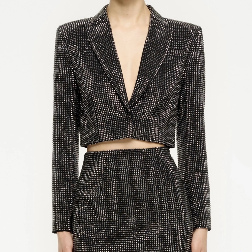 NWT NIB Roland Mouret Diamante Embellished Cropped Jacket - Size 10 / UK 14
